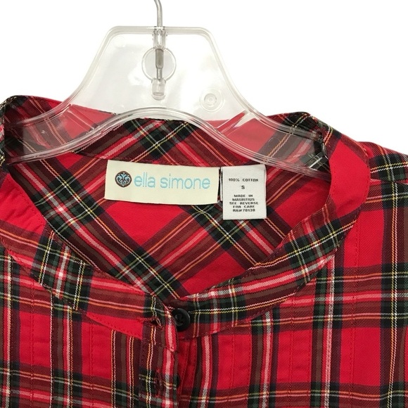 Ella Simone Red Plaid Women's Pintuck Tunic Cotton Size Small - Picture 3 of 4